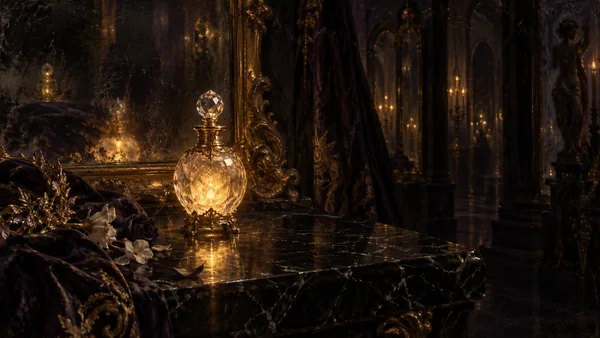 A little hoarded light glows beneath glass at Solmere.